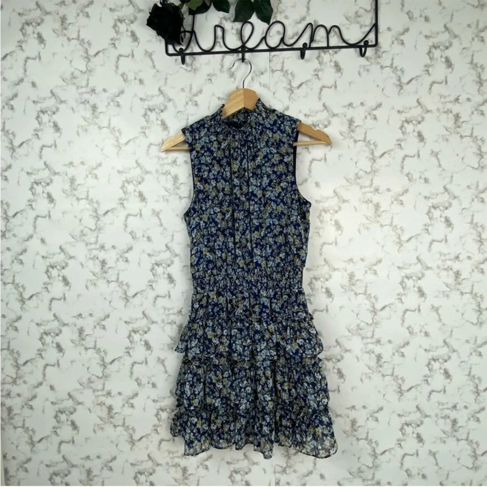 1. State Blue Floral Halter Tiered Smocked Spring Cottagecore Dress Blue XLarge - Picture 5 of 16
